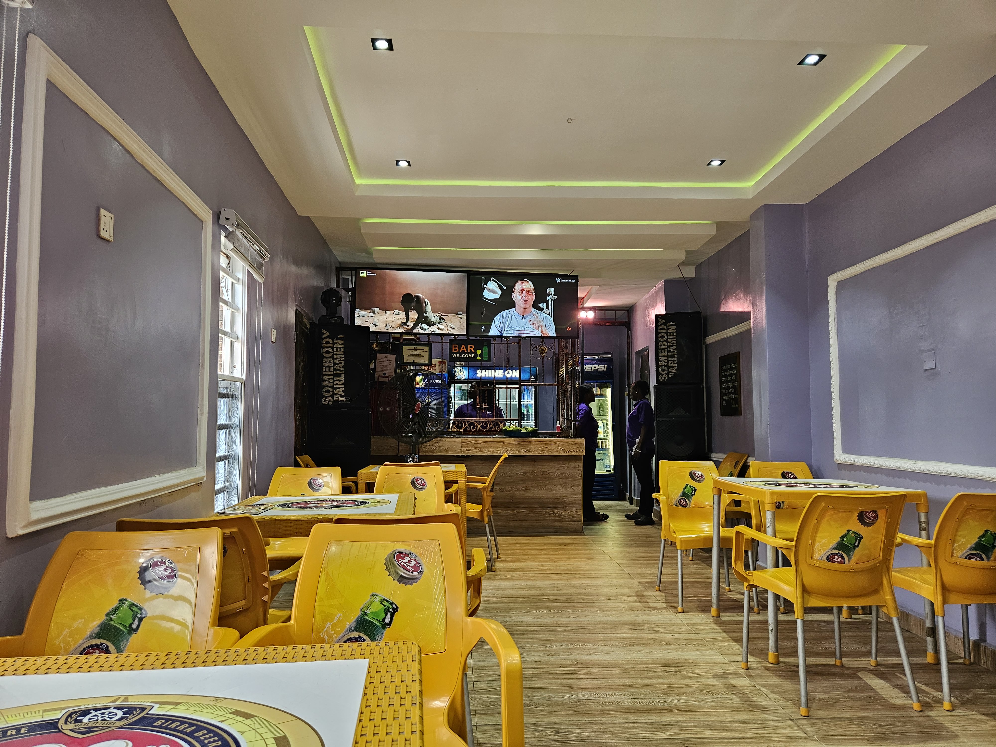 Restaurant interior with elegant dining setup